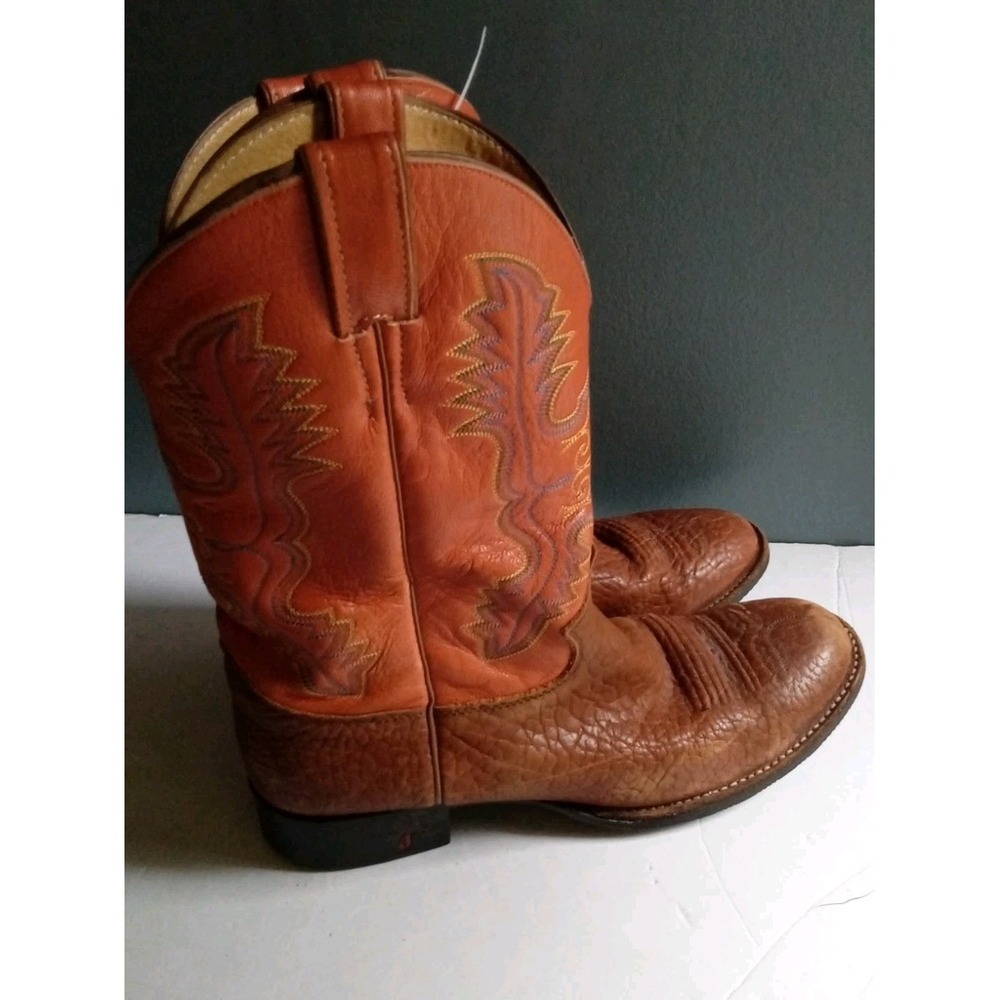 Cowboy Western Boots Leather Roper Work Brown Distressed
